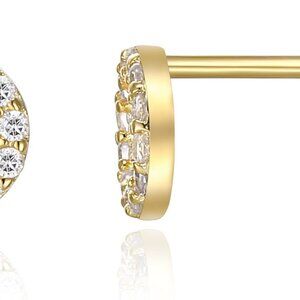 Elegant 14K Gold Plated Sterling Silver Stud Earrings with AAAAA Cubic Zirconia